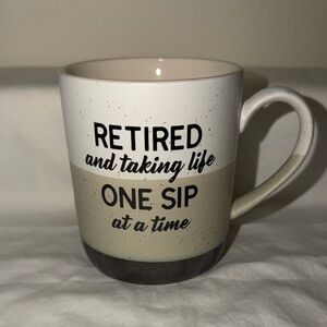 “Retired Life” Cream and Tan Mug